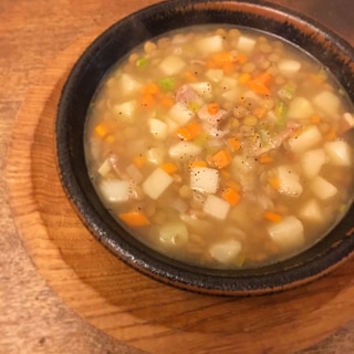 カンタン♪鉄分補給♡レンズ豆とやさいのスープ